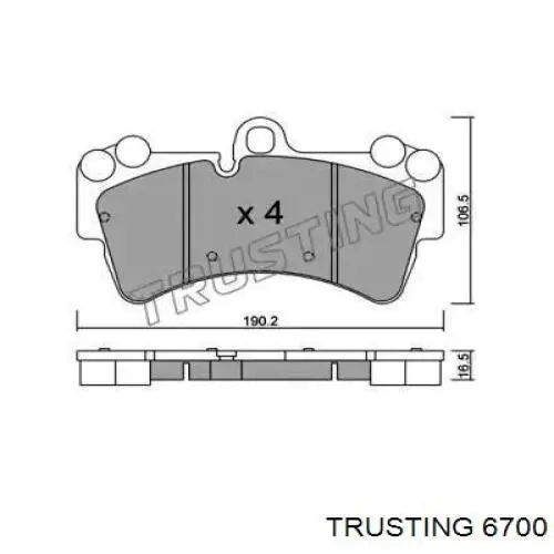 Передние тормозные колодки 6700 Trusting