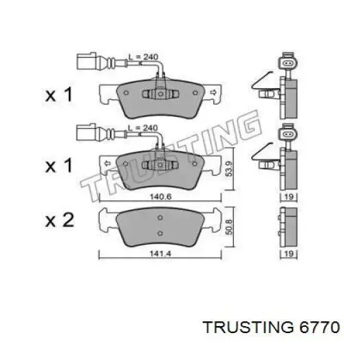 Задние тормозные колодки 6770 Trusting