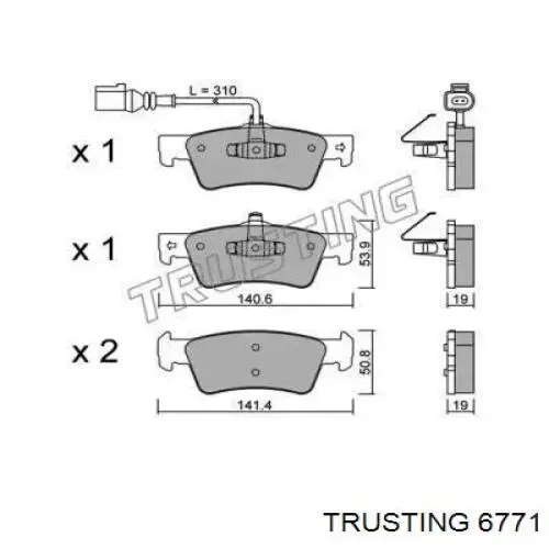 Задние тормозные колодки 6771 Trusting