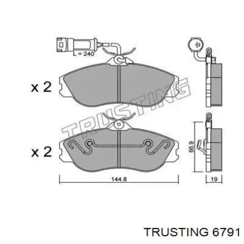 Передние тормозные колодки 6791 Trusting