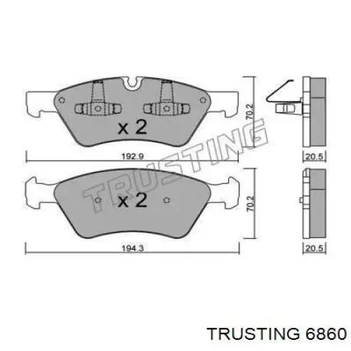 686.0 Trusting колодки тормозные передние дисковые
