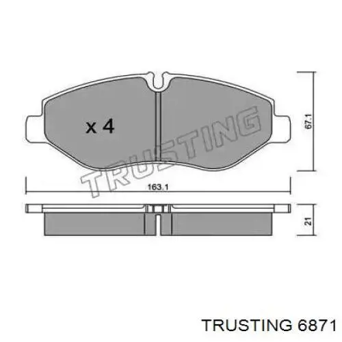 Передние тормозные колодки 6871 Trusting