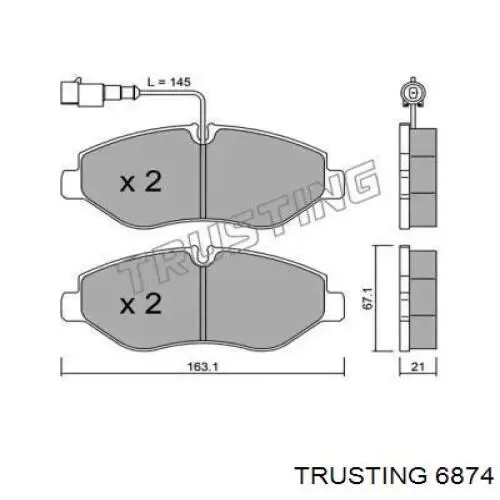 Передние тормозные колодки 6874 Trusting