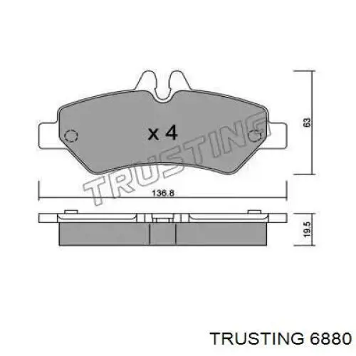 Задние тормозные колодки 6880 Trusting