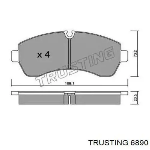 689.0 Trusting колодки тормозные передние дисковые