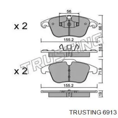 Передние тормозные колодки 6913 Trusting