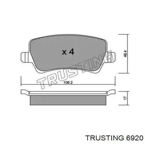 Задние тормозные колодки 6920 Trusting