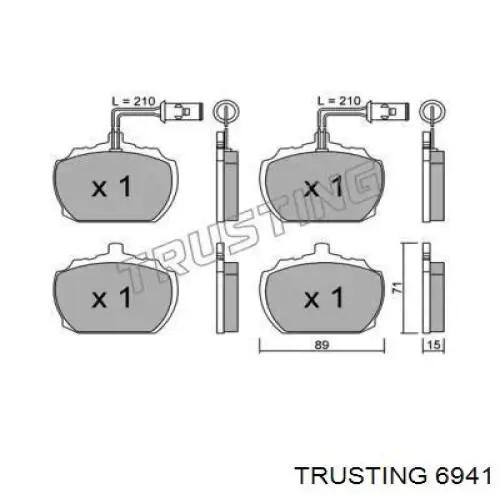 Задние тормозные колодки 6941 Trusting