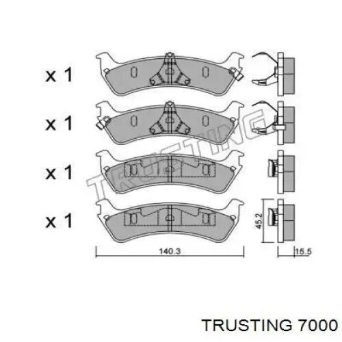 Задние тормозные колодки 7000 Trusting