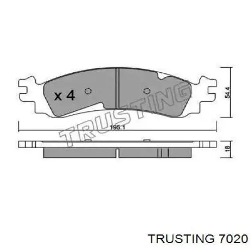 Передние тормозные колодки 7020 Trusting