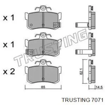 Задние тормозные колодки 7071 Trusting