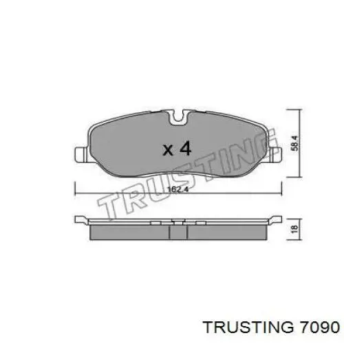 Передние тормозные колодки 7090 Trusting