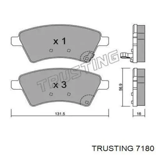 Передние тормозные колодки 7180 Trusting