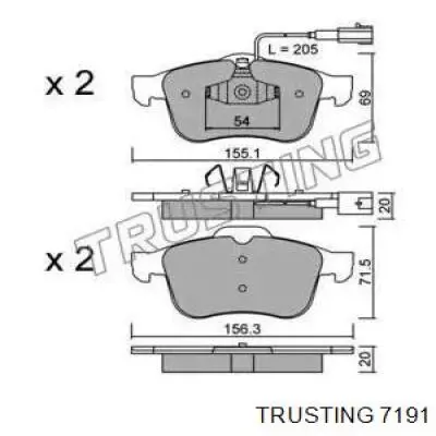 Передние тормозные колодки 7191 Trusting