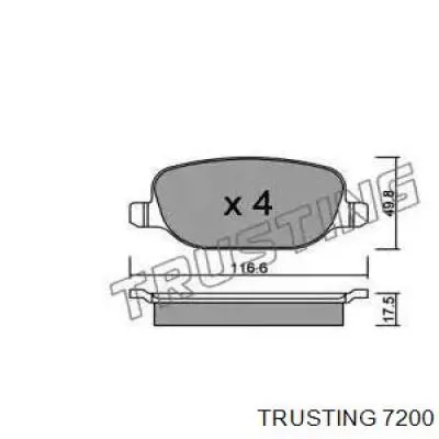 720.0 Trusting колодки тормозные задние дисковые