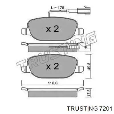 Задние тормозные колодки 7201 Trusting