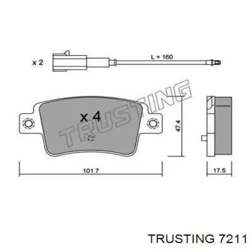 Задние тормозные колодки 7211 Trusting