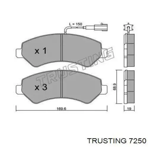 Передние тормозные колодки 7250 Trusting