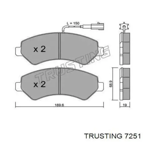 725.1 Trusting колодки тормозные передние дисковые