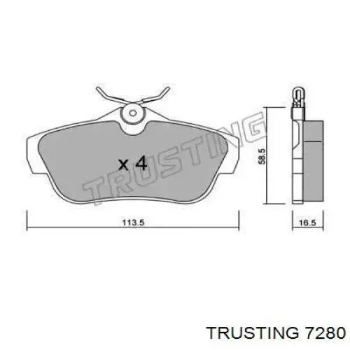 Задние тормозные колодки 7280 Trusting