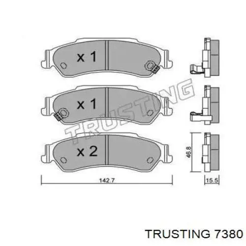 Задние тормозные колодки 7380 Trusting