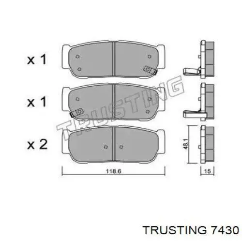 Задние тормозные колодки 7430 Trusting