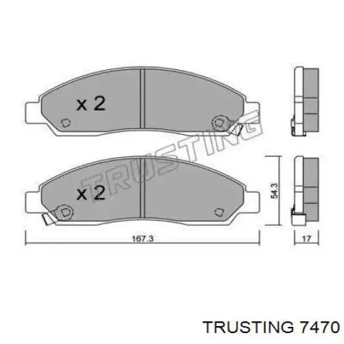 Передние тормозные колодки 7470 Trusting