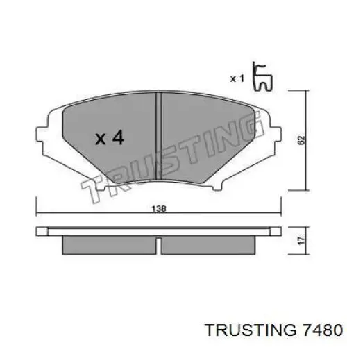 Передние тормозные колодки 7480 Trusting