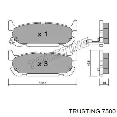 Задние тормозные колодки 7500 Trusting