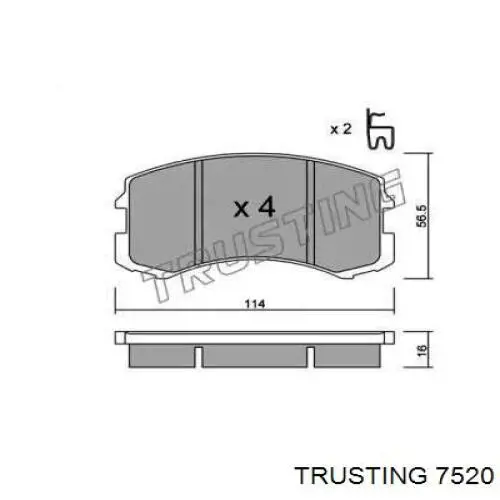 Передние тормозные колодки 7520 Trusting