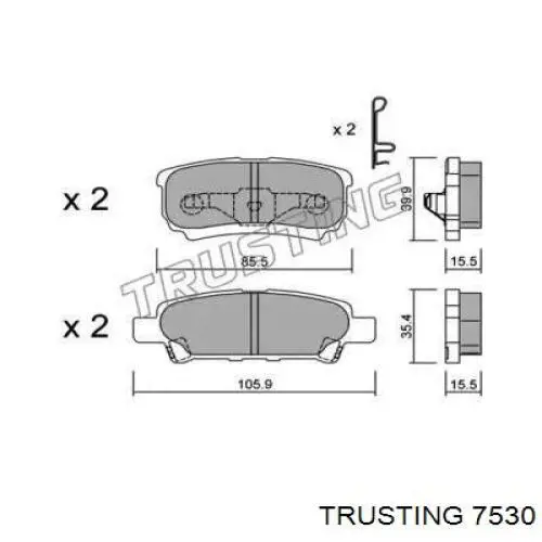 Задние тормозные колодки 7530 Trusting