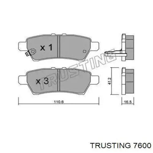 Задние тормозные колодки 7600 Trusting