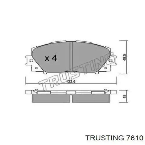 Передние тормозные колодки 7610 Trusting