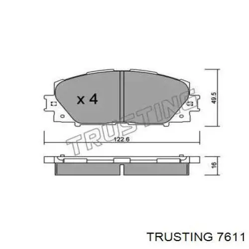 Передние тормозные колодки 7611 Trusting