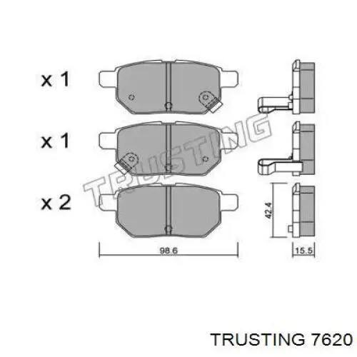 Задние тормозные колодки 7620 Trusting