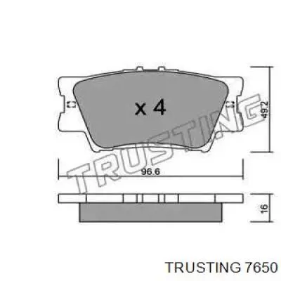 Задние тормозные колодки 7650 Trusting