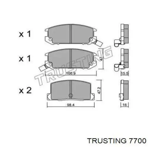 Задние тормозные колодки 7700 Trusting