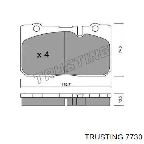 Передние тормозные колодки 7730 Trusting