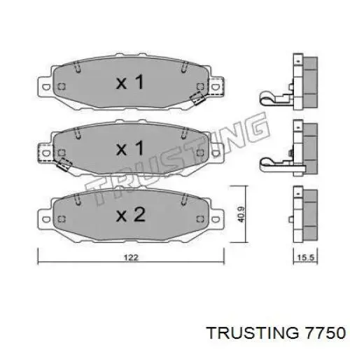 Задние тормозные колодки 7750 Trusting