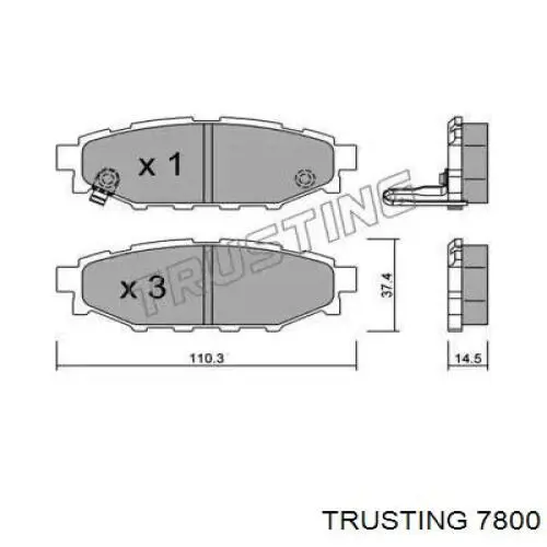 Задние тормозные колодки 7800 Trusting