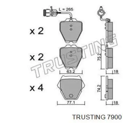 Передние тормозные колодки 7900 Trusting