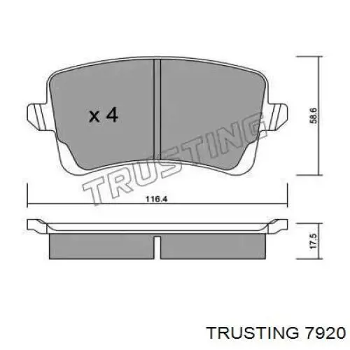 Задние тормозные колодки 7920 Trusting