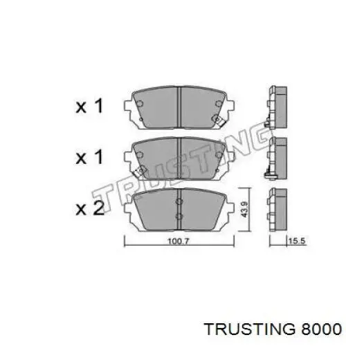 Задние тормозные колодки 8000 Trusting