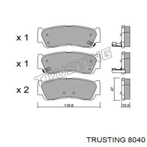 804.0 Trusting задние тормозные колодки