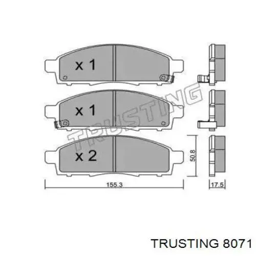 Передние тормозные колодки 8071 Trusting