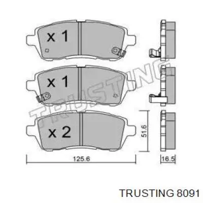 Передние тормозные колодки 8091 Trusting