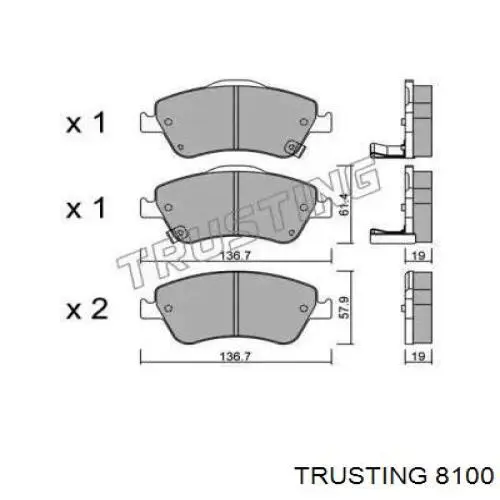 Передние тормозные колодки 8100 Trusting