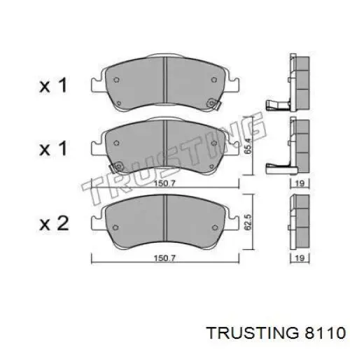 811.0 Trusting колодки тормозные передние дисковые