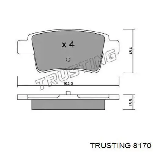 Задние тормозные колодки 8170 Trusting