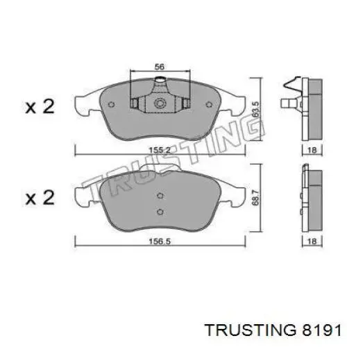 819.1 Trusting колодки тормозные передние дисковые